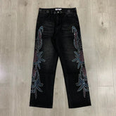 Vale Valley Hip Hop Rhinestone Straight Jeans