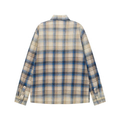 Vale Valley Retro Plaid Rhinestone Oversized Shirt Jacket