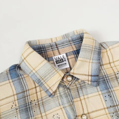 Vale Valley Retro Plaid Rhinestone Oversized Shirt Jacket