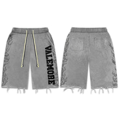 Vale High Street Flame Graphic Distressed Denim Shorts