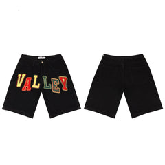 Vale Forever Rhinestone Embroidered Denim Shorts