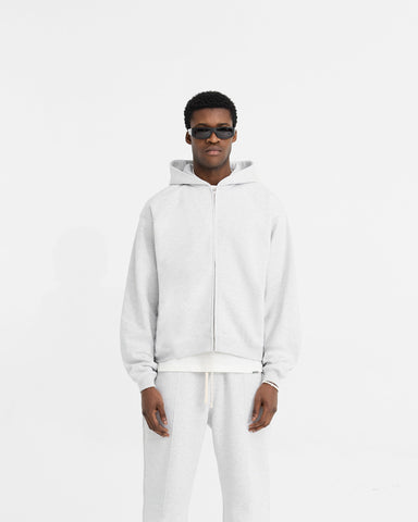 Initial Oversized Zip Hoodie - Ice Grey Marl