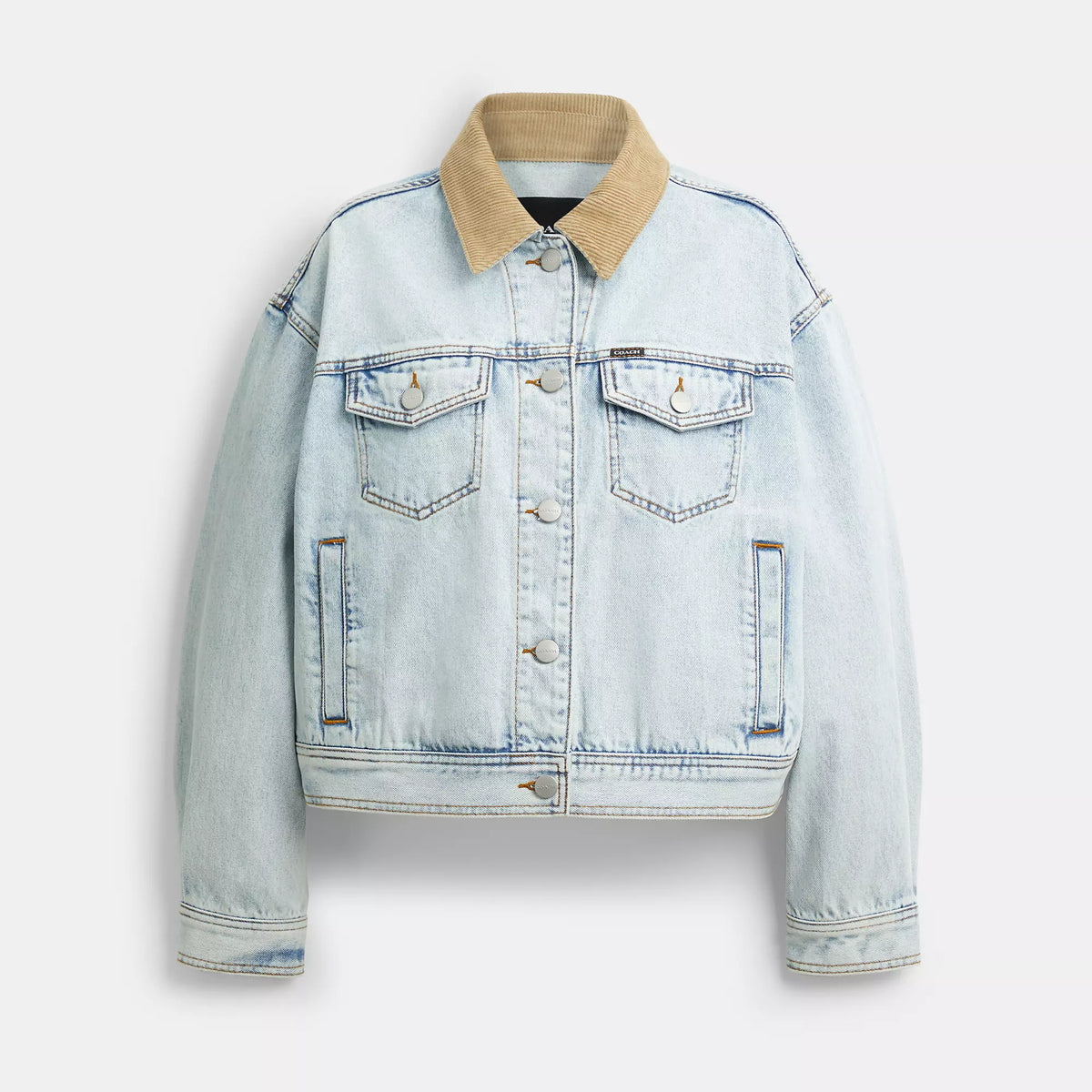 Coach Outlet Denim Jacket With Corduroy Collar In Organic Cotton