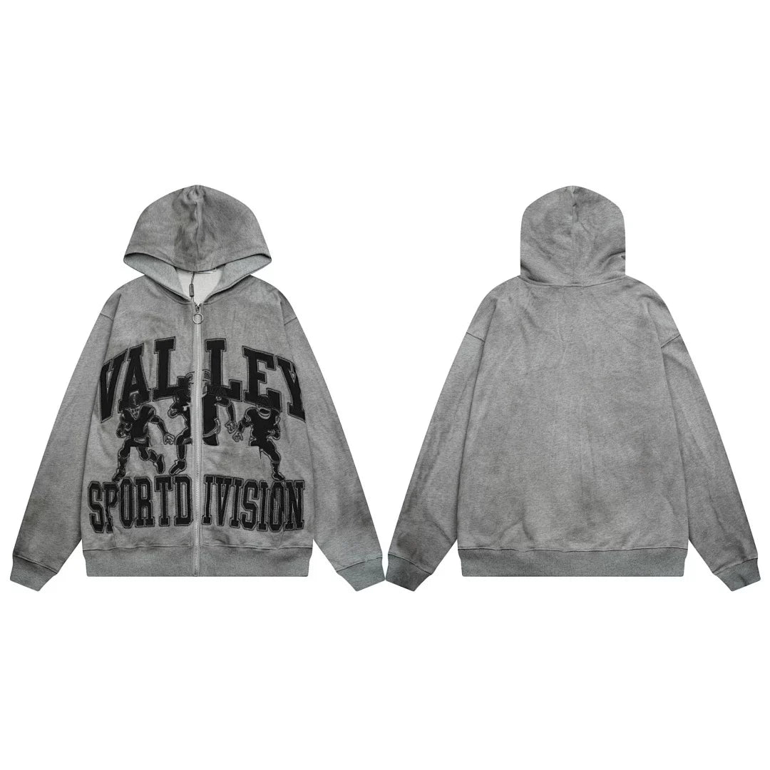 VALE VALLEY High Street Embroidered Zip Hoodie