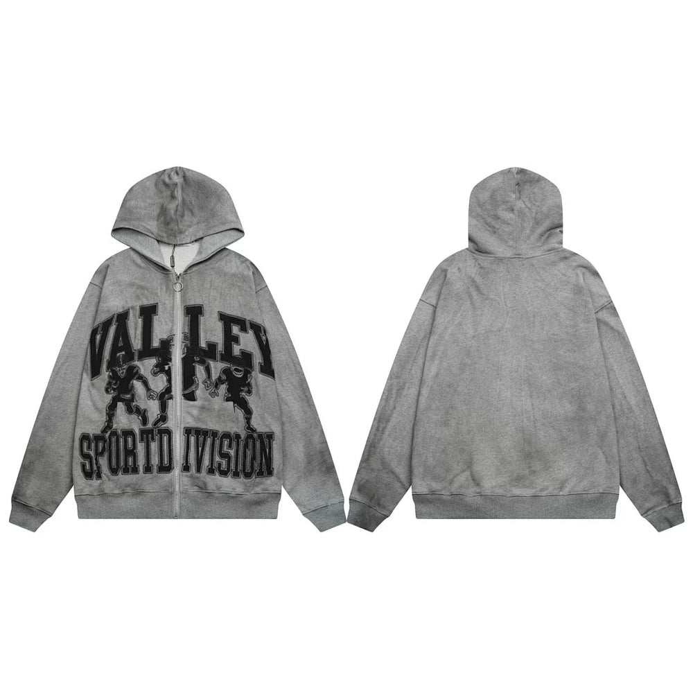 VALE VALLEY High Street Embroidered Zip Hoodie
