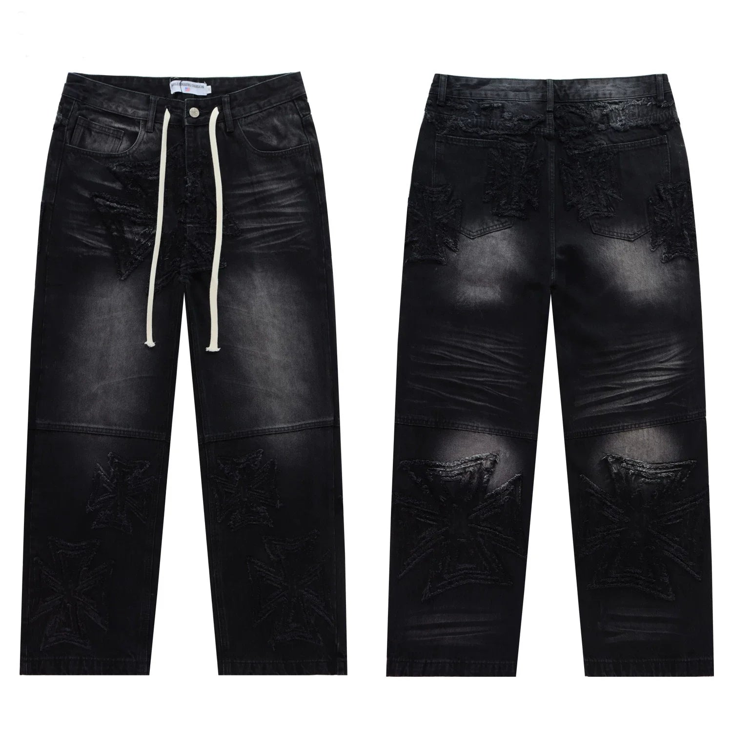 Vale Valley Retro Embroidered Distressed Straight Jeans