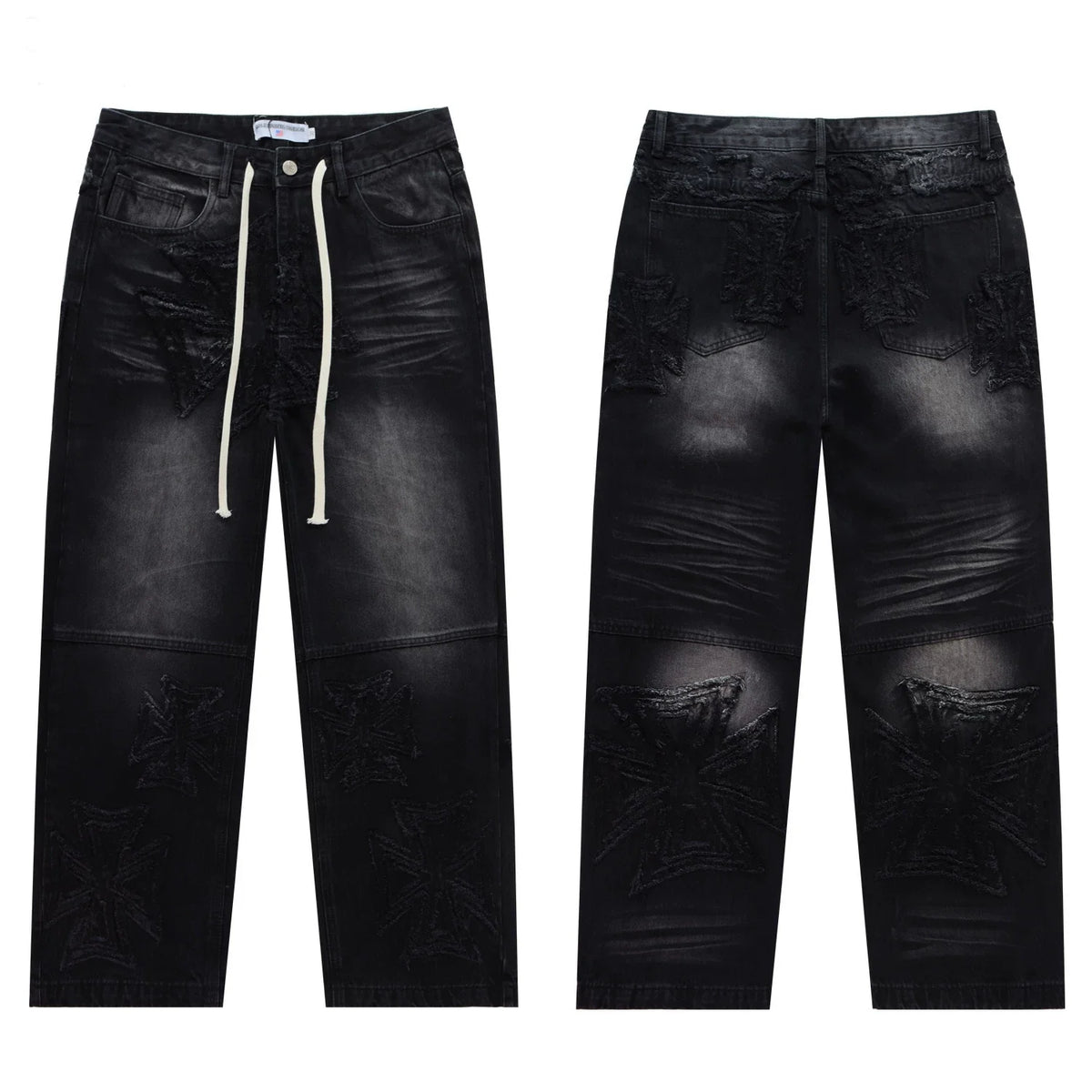 Vale Valley Retro Embroidered Distressed Straight Jeans