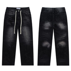 Vale Valley Retro Embroidered Distressed Straight Jeans
