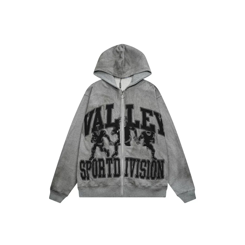 VALE VALLEY High Street Embroidered Zip Hoodie