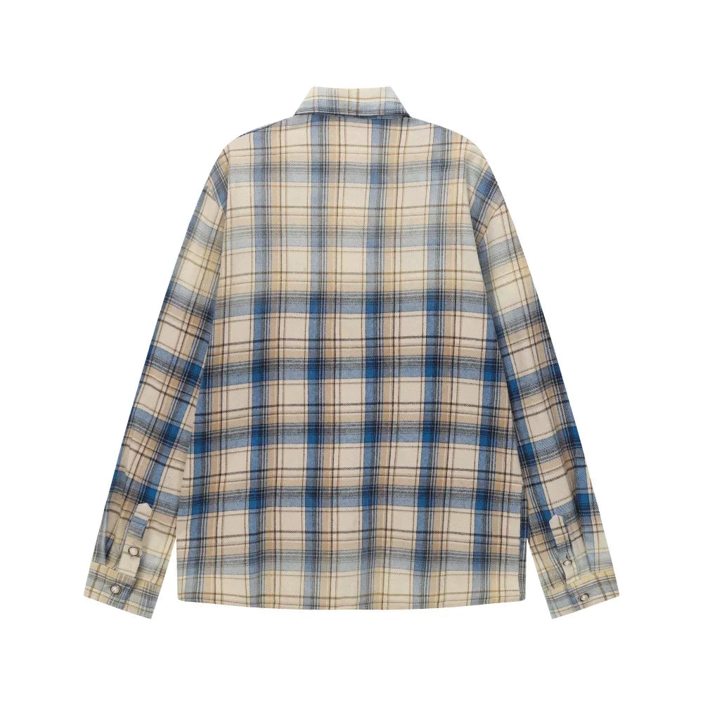 Vale Valley Retro Plaid Rhinestone Oversized Shirt Jacket