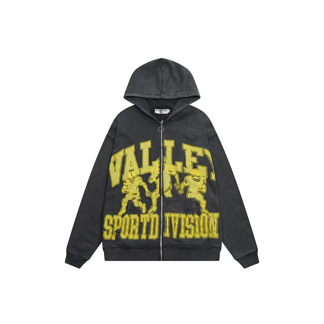 VALE VALLEY High Street Embroidered Zip Hoodie