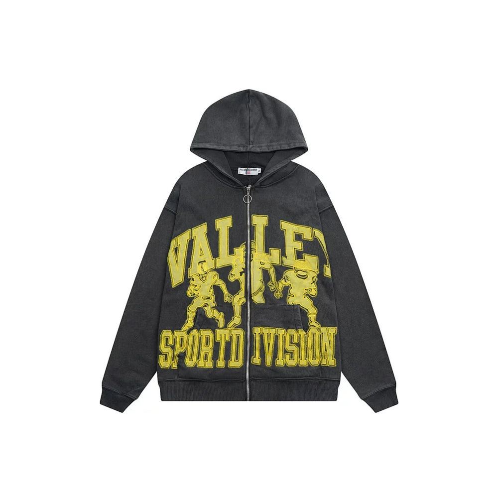 VALE VALLEY High Street Embroidered Zip Hoodie