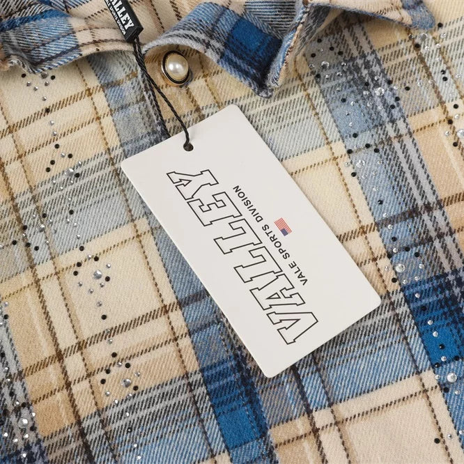 Vale Valley Retro Plaid Rhinestone Oversized Shirt Jacket