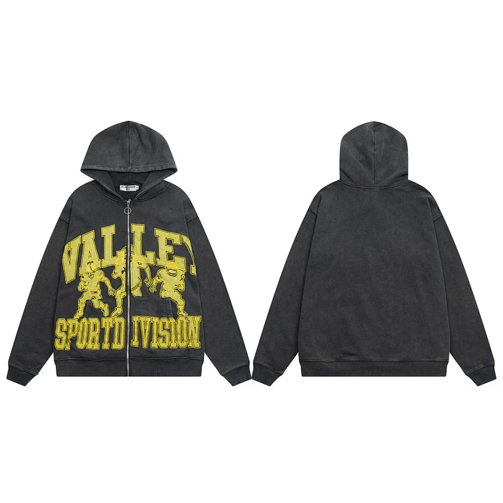 VALE VALLEY High Street Embroidered Zip Hoodie