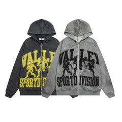 VALE VALLEY High Street Embroidered Zip Hoodie