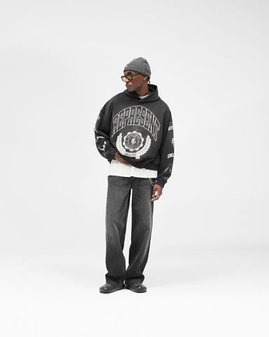 Represent Legacy Crest Hoodie - Stained Black