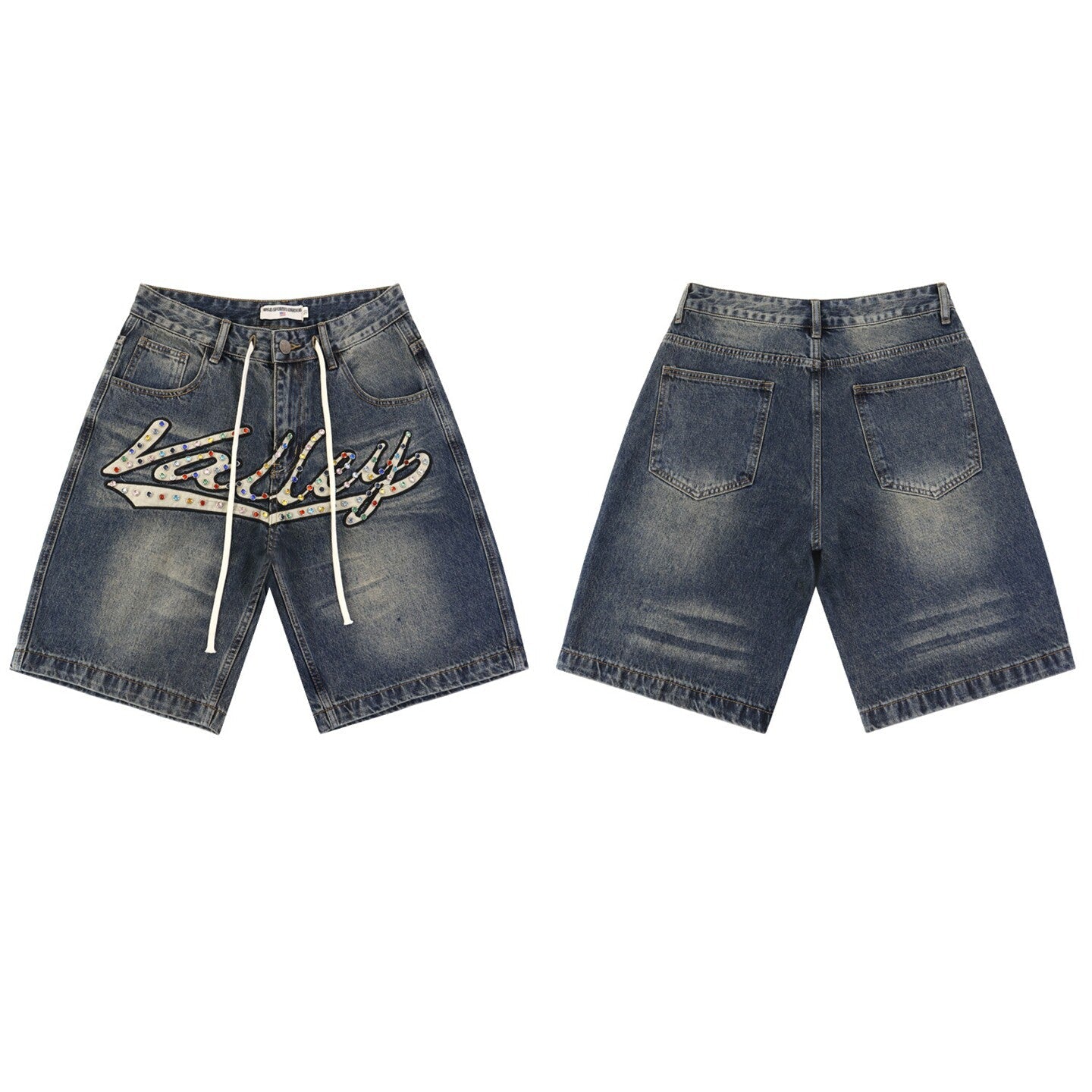 Vale Forever Retro Rhinestone Denim Shorts