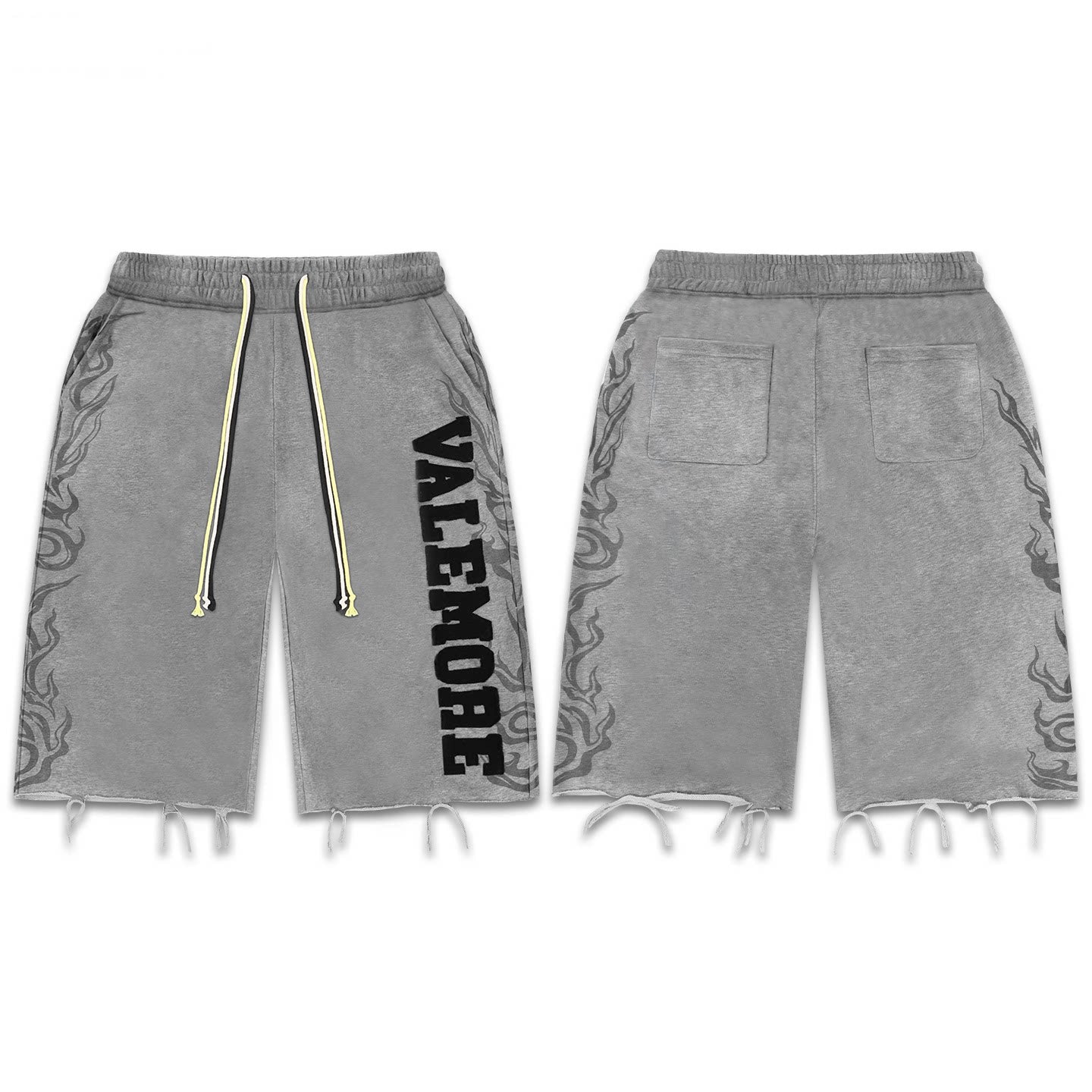 Vale High Street Flame Graphic Distressed Denim Shorts