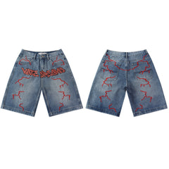 Vale Forever Rhinestone Embroidered Denim Shorts