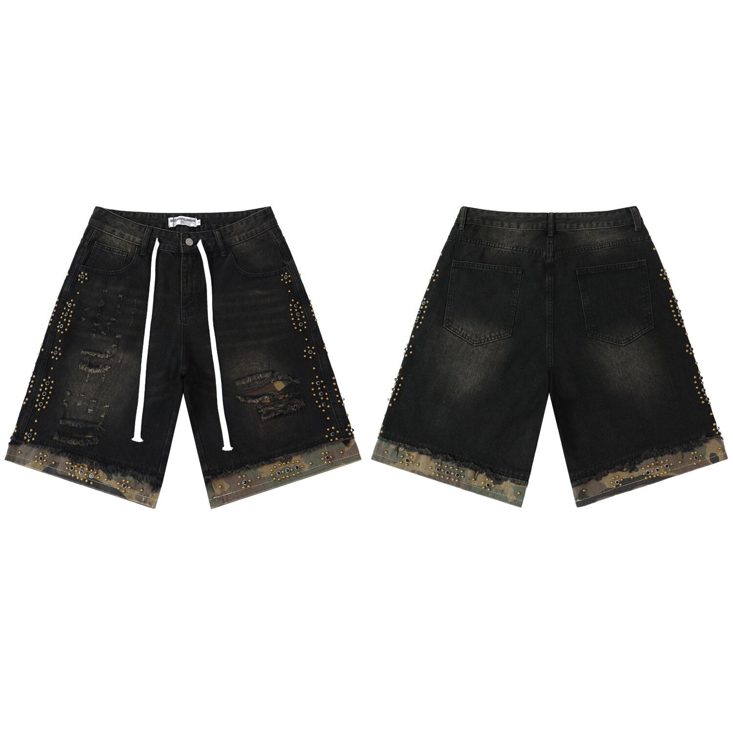 Vale Forever Rhinestone Embroidered Denim Shorts